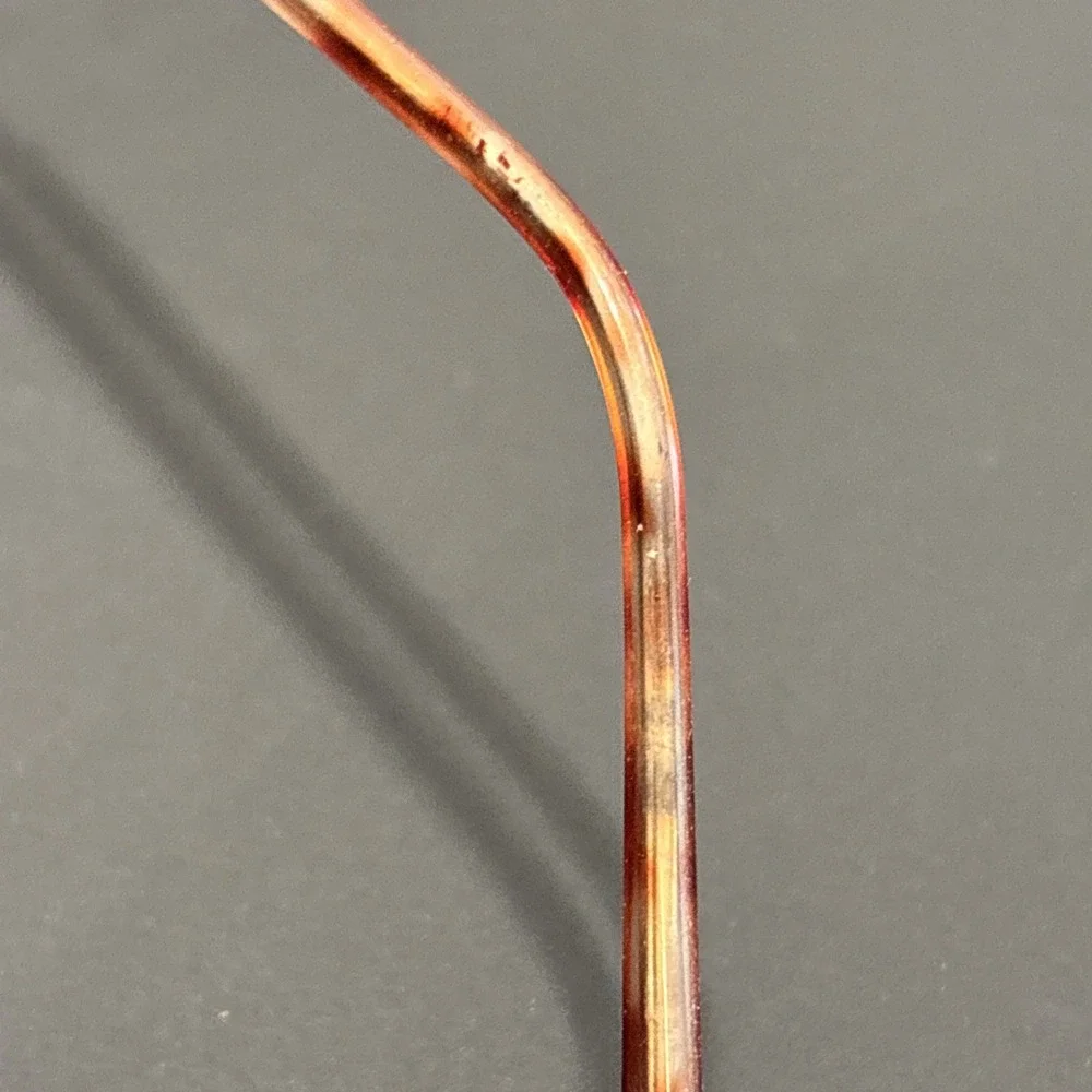Vintage Gold Tone Rectangular Eyeglass Frames Tortoise Temples Frames Only